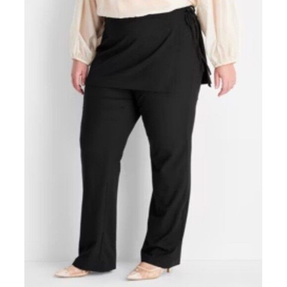 Future Collective Plus Size 22 Two Fer Tailored Pants Black Straight Side Zip - Picture 1 of 9